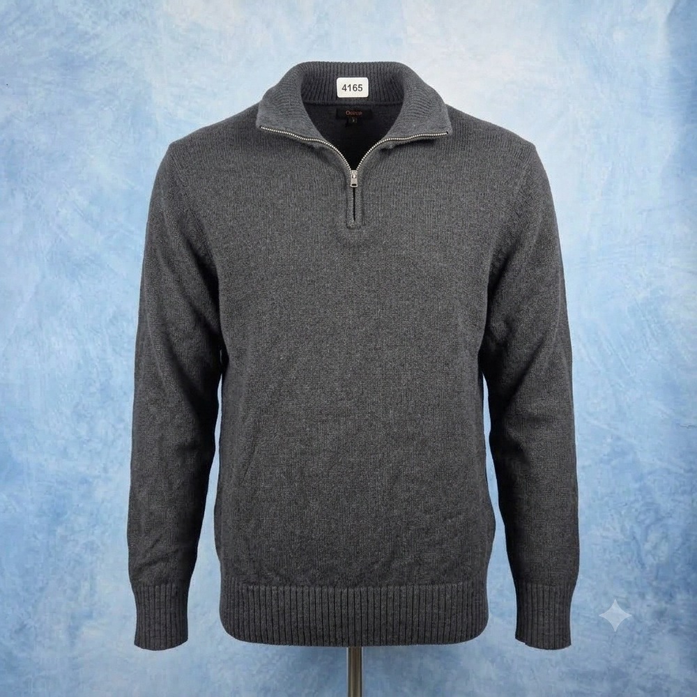 Quince Mens Organic Cotton Quarter Zip Sweater Charcoal Gray Large Mock Neck